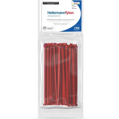 Abraçadeira Nylon 150X3,6mm T-30R C/100 Vermelho Hellerman