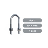 Abraçadeira Tipo U P/Vergalhão 3/4x5/16 pol Completo Aiedem
