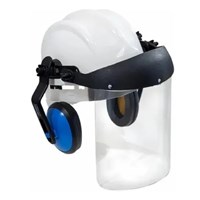 Acoplado Capacete PLT Branco com Proteção Auditiva e Proteção Facial - Plastcor - Referência: 700.01318