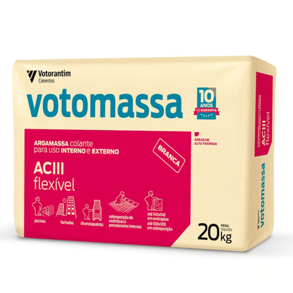 Argamassa Votomassa AC III Flexível Branca 20kg Votorantim - Loja Agrometal