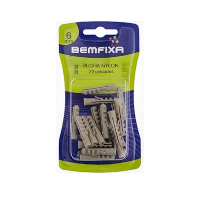 Bucha De Nylon 06 Mm 20 Peças 3002 Bemfixa