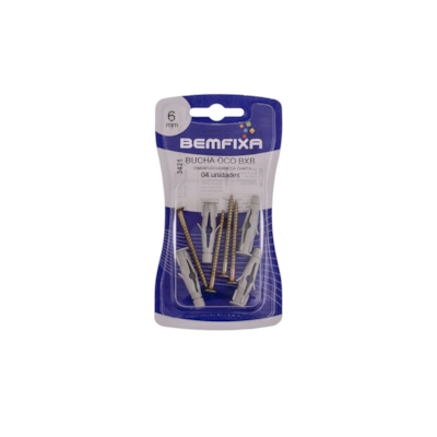 Bucha Oco C/Parafuso Chato Philips 06mm C/4 unidades Bemfixa
