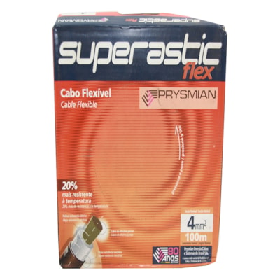 Cabo Flexível 750V 4mm Preto Superastic Rolo com 100 Metros - Prysmian - Referência: 23236802