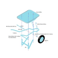Carrinho de mão carriola 60L Pneu azul C/Câm L-100 Metalpama
