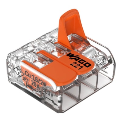 Conector De Emenda 221 C/ 3 Pçs 10V 4mm Flowpack Wago