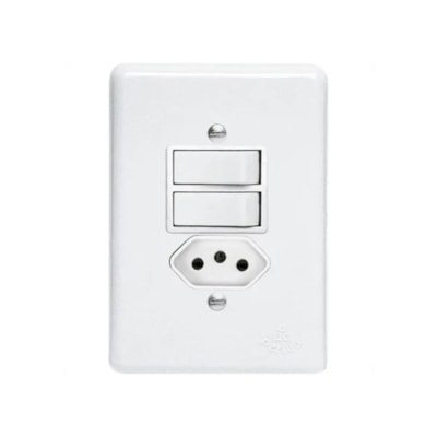 Conjunto 2 Interrup Paralelo e 1 tomada 2P+T 10A 250V Perlex