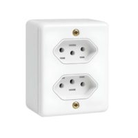 Conjunto 2 Tomadas Fixas de Sobrepor Box 2P+T 20A 250V Ilumi