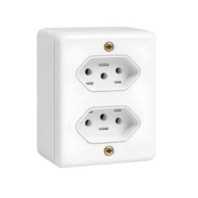 Conjunto 2 Tomadas Fixas de Sobrepor Box 2P+T 20A 250V Ilumi