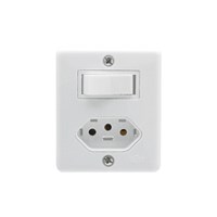 Conjunto Interruptor 1 simples 1 tomada Sobrepor 2P T 6-20A 250V Box Branco - Ilumi - Referência: 63201