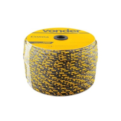 Corda PP Multif. Trançada 10mm 190M Preta/Amarela - Vonder