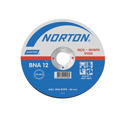 Disco De Corte Aço Inox 115 X 1,6 X 22,23 Bna12 - Norton - Referência: 66252843680