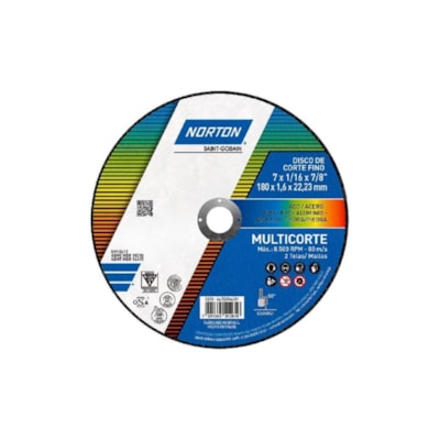 Disco de corte multicorte 180 x 1,6 x 22,23 Norton