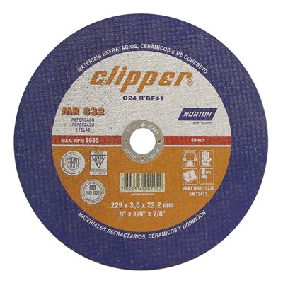 Disco de Corte Refratário Clipper MR832 230x3,2x22,22 Norton
