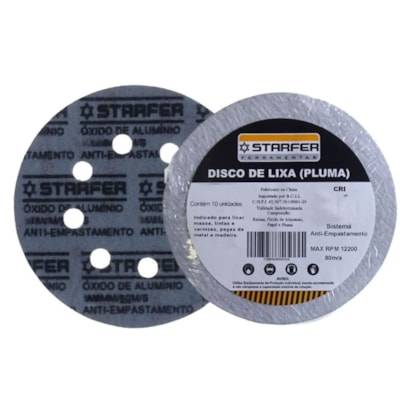 Disco de Velcro Branco 180mm Gr.320 10 peças - Starfer