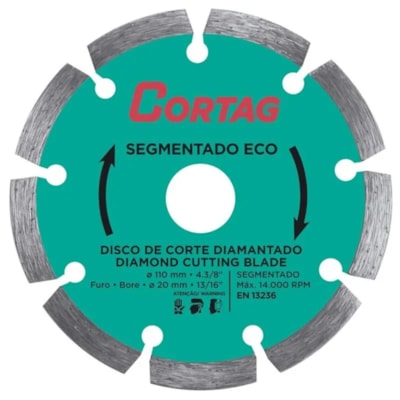 Disco Diâmantado Segmentado 110mm Eco Cortag