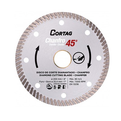 Disco Diamantado Turbo Chanfro 45° 200mm Cortag 61681