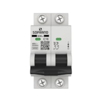 Disjuntor Bipolar Din 16A GIII Branco 05121701621 Soprano