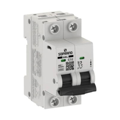 Disjuntor Bipolar Din 32A GIII Branco 05121703221 Soprano