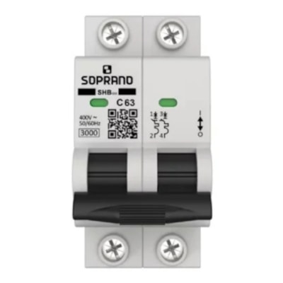 Disjuntor Bipolar Termoplástico Branco DIN 63A GIII- Soprano