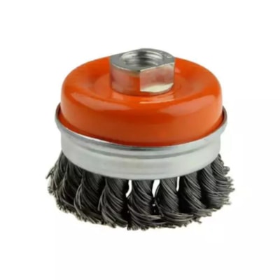 Escova Copo Trançada Vermelha De Aço 65 x 14mm - Starfer