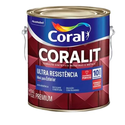 Esmalte Coralit Ultra Resistência  Alto Brilho Marrom Conhaque 3,6 Litros