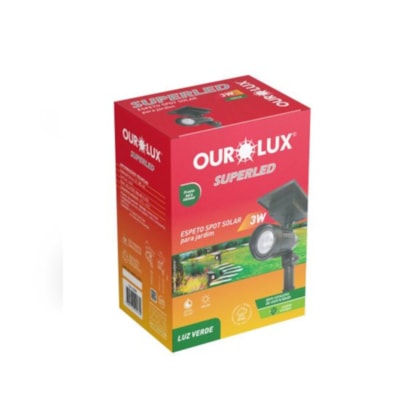Espeto Solar 3W 50 Lumens 6500K  Luz verde Ourolux