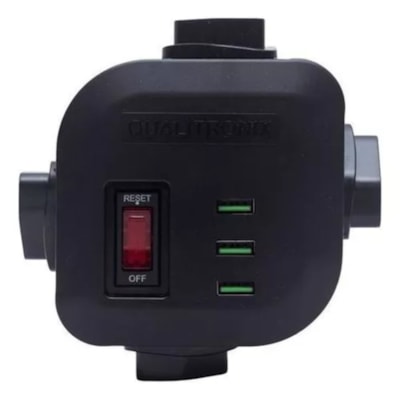 Filtro de Linha 4 Tomadas + 3 Usb Preto Qualitronix