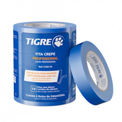 Fita Crepe 24mmX50mm Azul C/UV 62182024 Tigre