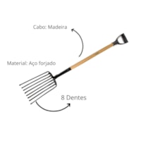 Forcado Inteiriço (A) 8 Dentes com Cabo Y Pacetta