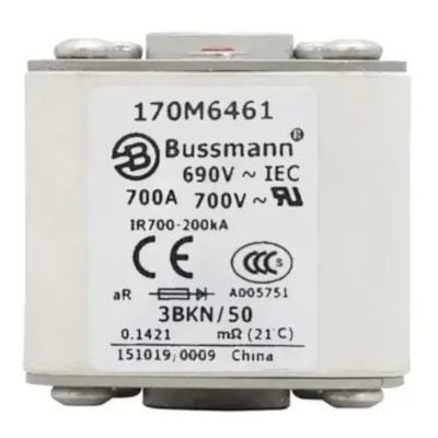 Fusível Ultrarrápido Cinza De Metal 700A 690V 170M- Bussmann