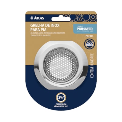 Grelha de Inox para Pia 3.1/2” Polegada Atlas PR7324