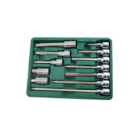 Jogo de Soquetes Prata Com Bits Aço Cromo 1/2 12 Peças- Sata