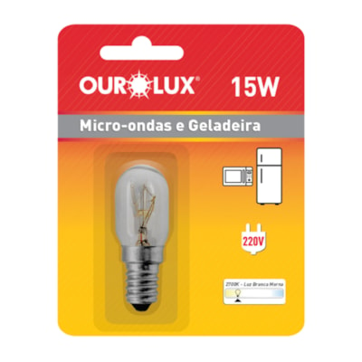 Lâmpada Incandescente Micro-ondas 15W 220V E14 ouro lux