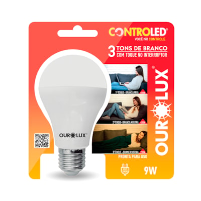 Lâmpada Inteligente Controled 3 Tons de Branco OuroLux