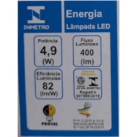 Lâmpada Led 4,9W Bulbo A60 E27 6500K Tashibra