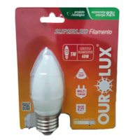 Lâmpada Led Formato de Vela 3w E27 Fosca 6000k Ourolux