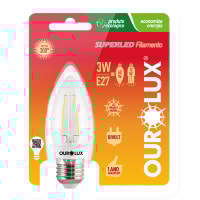 Lampada Led vela 3w E27 Clara 6000k - Ourolux