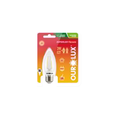 Lampada Led vela 3w E27 Clara 6000k - Ourolux