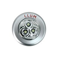 Luminária Button com 3 Leds Prata incluso 3 pilhas aaa Llum
