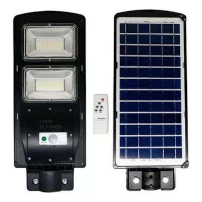 Luminária Solar 100w 6500k Smd Com Sensor Para Poste Up Led