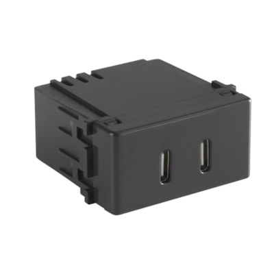 Módulo 2 Tomada Grafite Carregador USB-C 2A Biv Tramontina