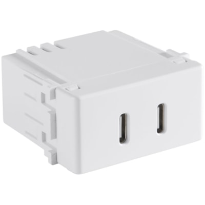 Modulo 2 Tomadas Carregador USB-C Biv 2A Branco - Tramontina