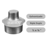 Niple Duplo Redução Galvanizado (B) 1/2 x 3/8 pol - Tupy
