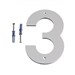 Número Residencial 3 (Três) em ABS 145mm Prata Bemfixa 8882