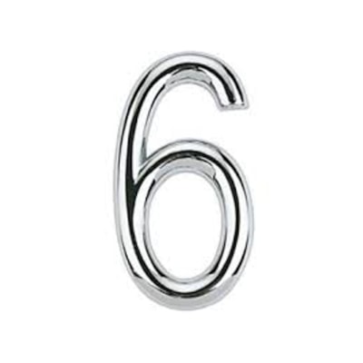 Numero Residencial Cromado 75mm N°6 - BemFixa