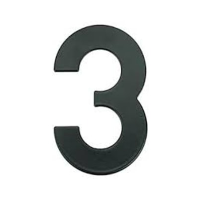 Numero Residencial Preto 145mm N°3 - BemFixa