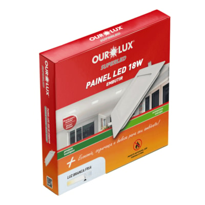 Painel embutir quadrado 18W 6500K Slim bivolt 3207 Ourolux