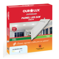 Painel embutir slim led quadrado 24w 4000k Ourolux