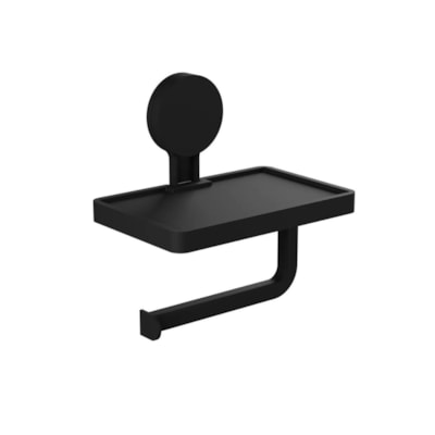 Papeleira com Suporte e Adesivo Preto Fosco - Astra