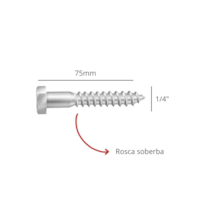 Parafuso Cabeça Sextavada 1/4"x75mm com 100 unidades Ciser